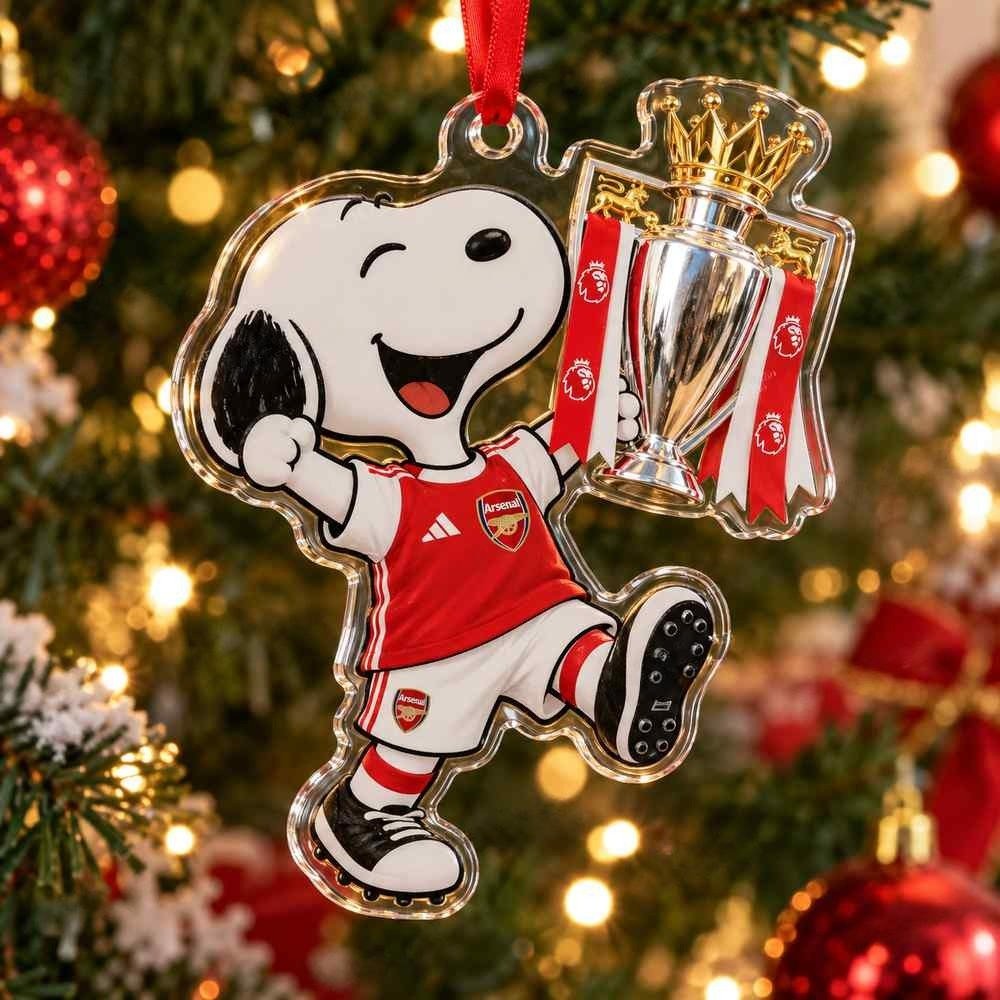Snoopy Arsenal Premier League Trophy Christmas Acrylic Ornament Champions Festive Tree Display Gifts