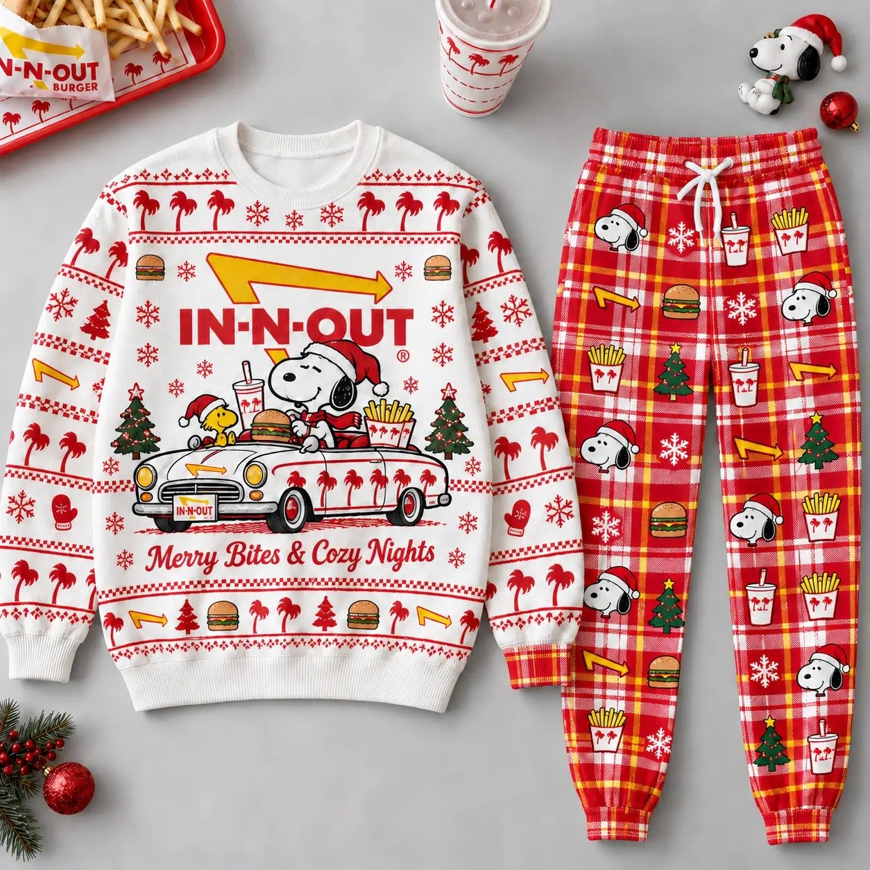 In-N-Out Snoopy Sweatshirt And Sweatpant In-N-Out Burger Clothes Cartoon Lover Gift