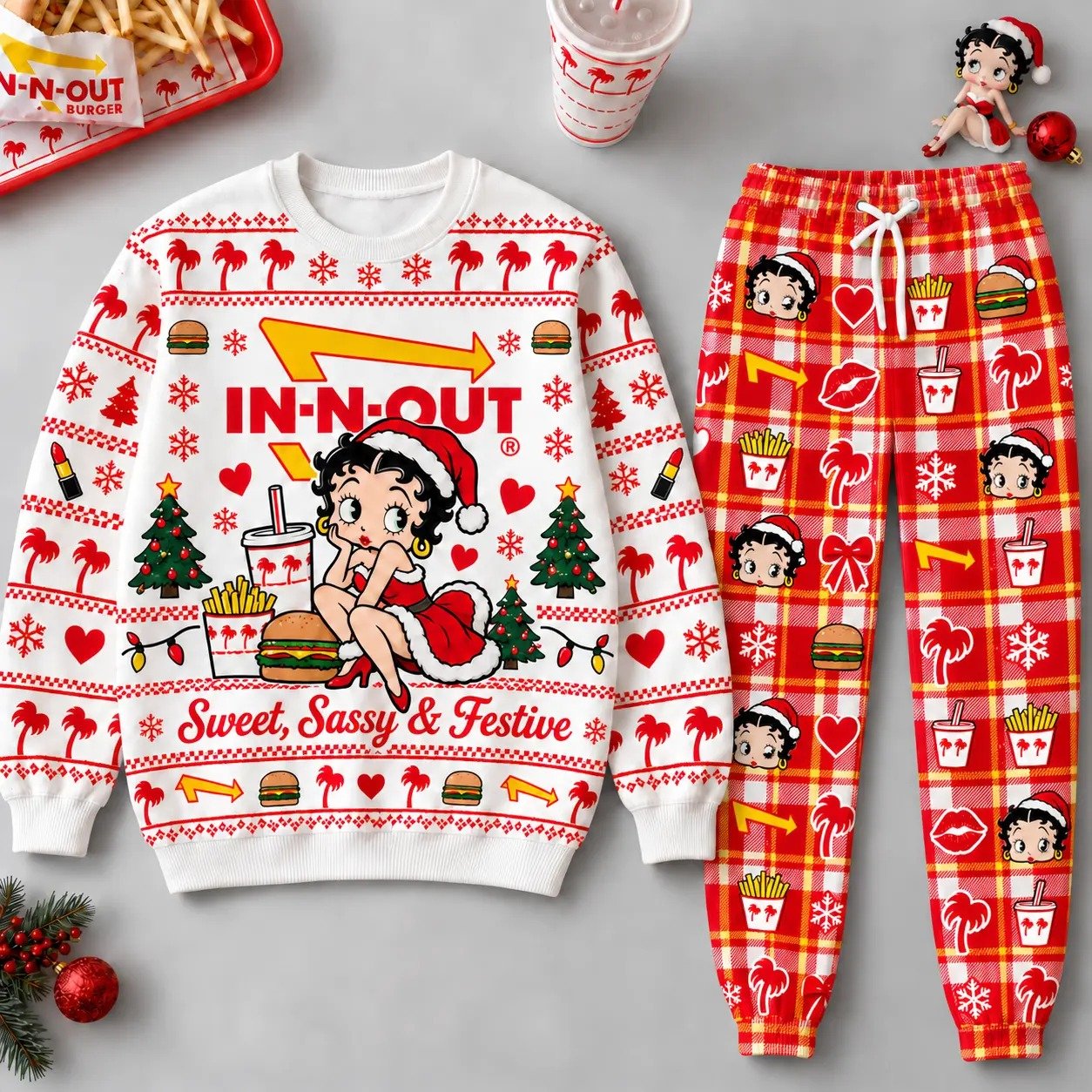 In-N-Out Betty Boop Sweatshirt And Sweatpant In-N-Out Burger Gear Gift For Friend