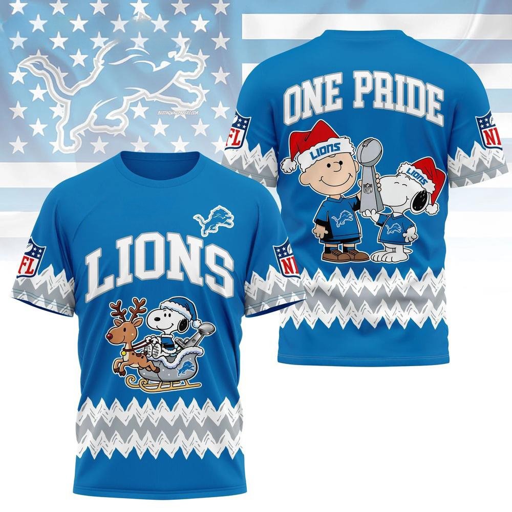 Detroit Lions x Snoopy Christmas T-Shirt Lions Football Xmas Attire Sports Lovers Gift
