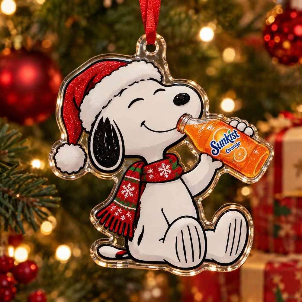 Snoopy Sunkist Orange Soda Christmas Acrylic Ornament Gift Ideas For Collectors