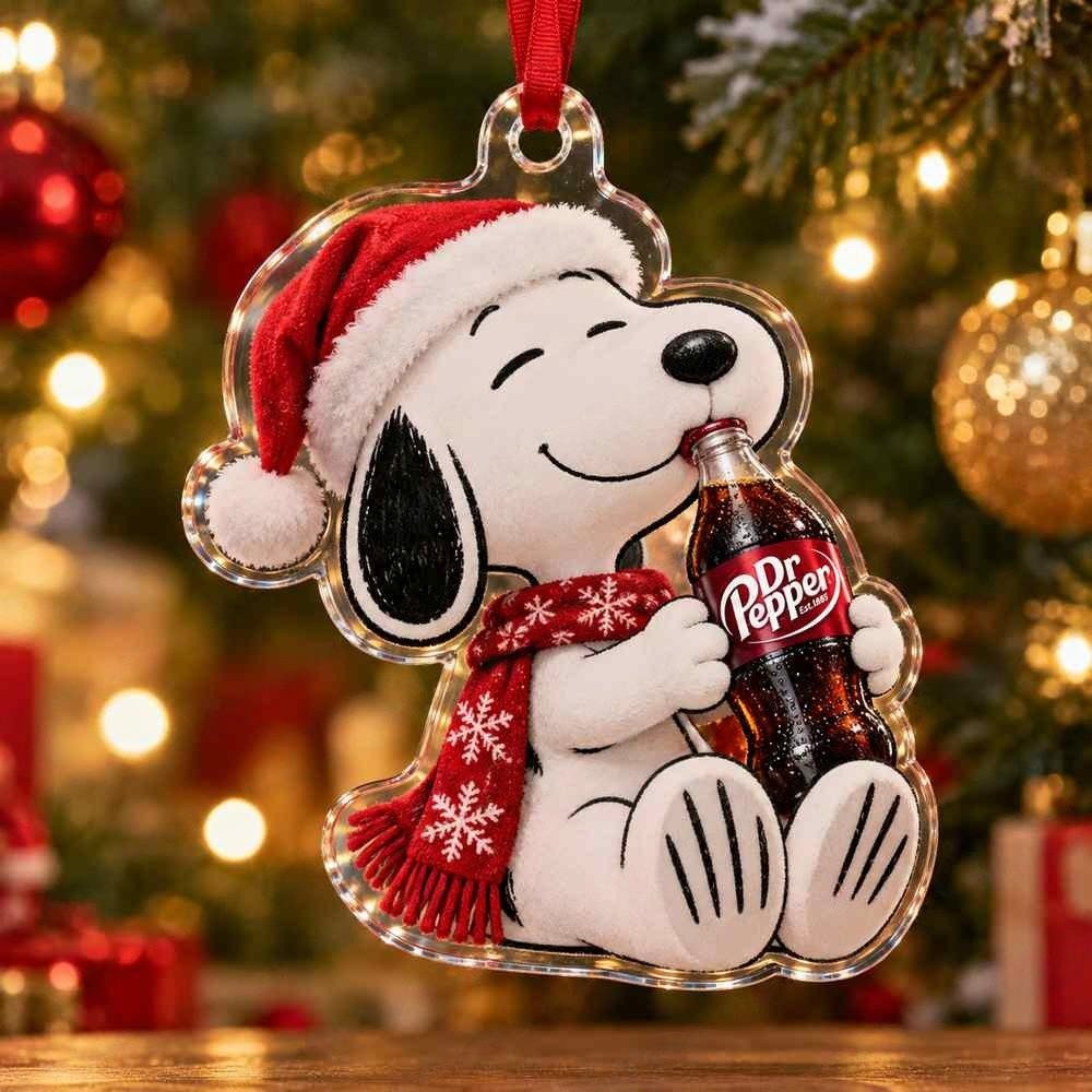 Snoopy Dr Pepper Soft Drink Christmas Acrylic Ornament Festive Soda Tree Accent Gifts For Boyfriend