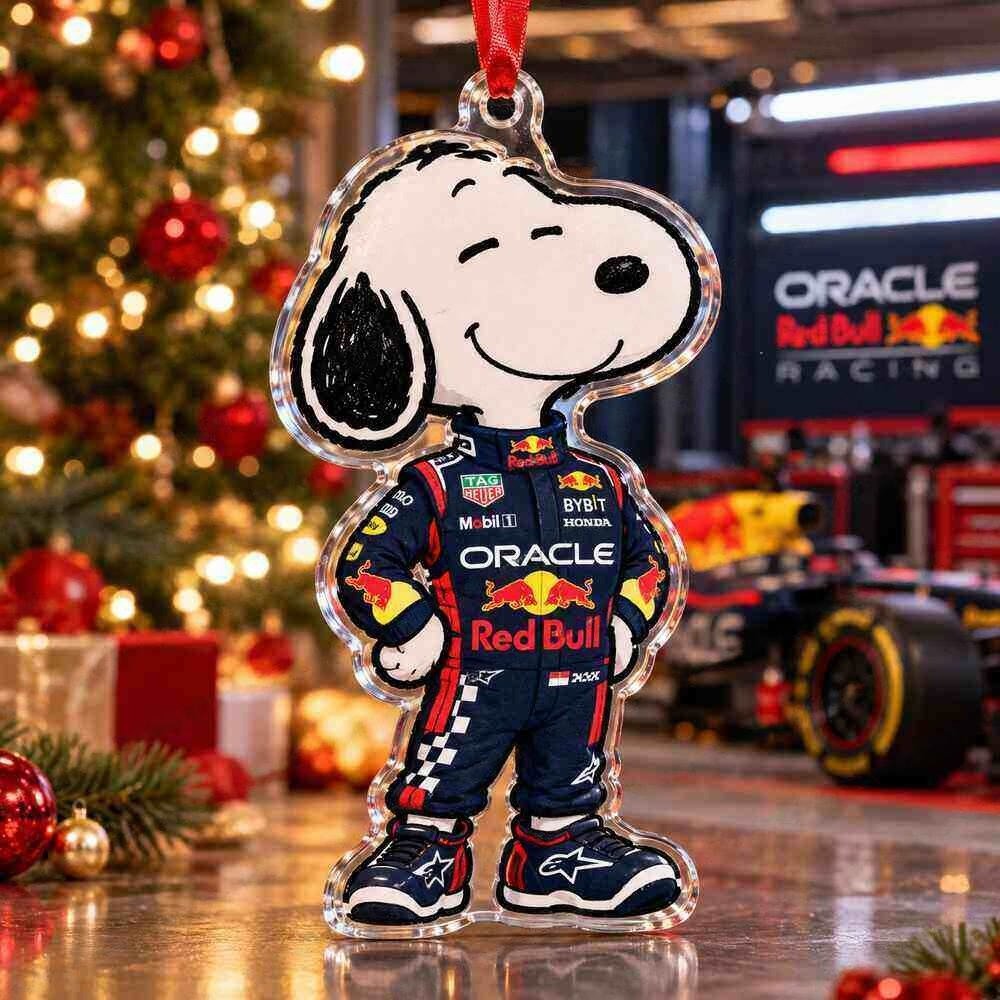Snoopy Oracle Red Bull Racing Formula 1 Driver Christmas Acrylic Ornament Gift For F1 Enthusiasts