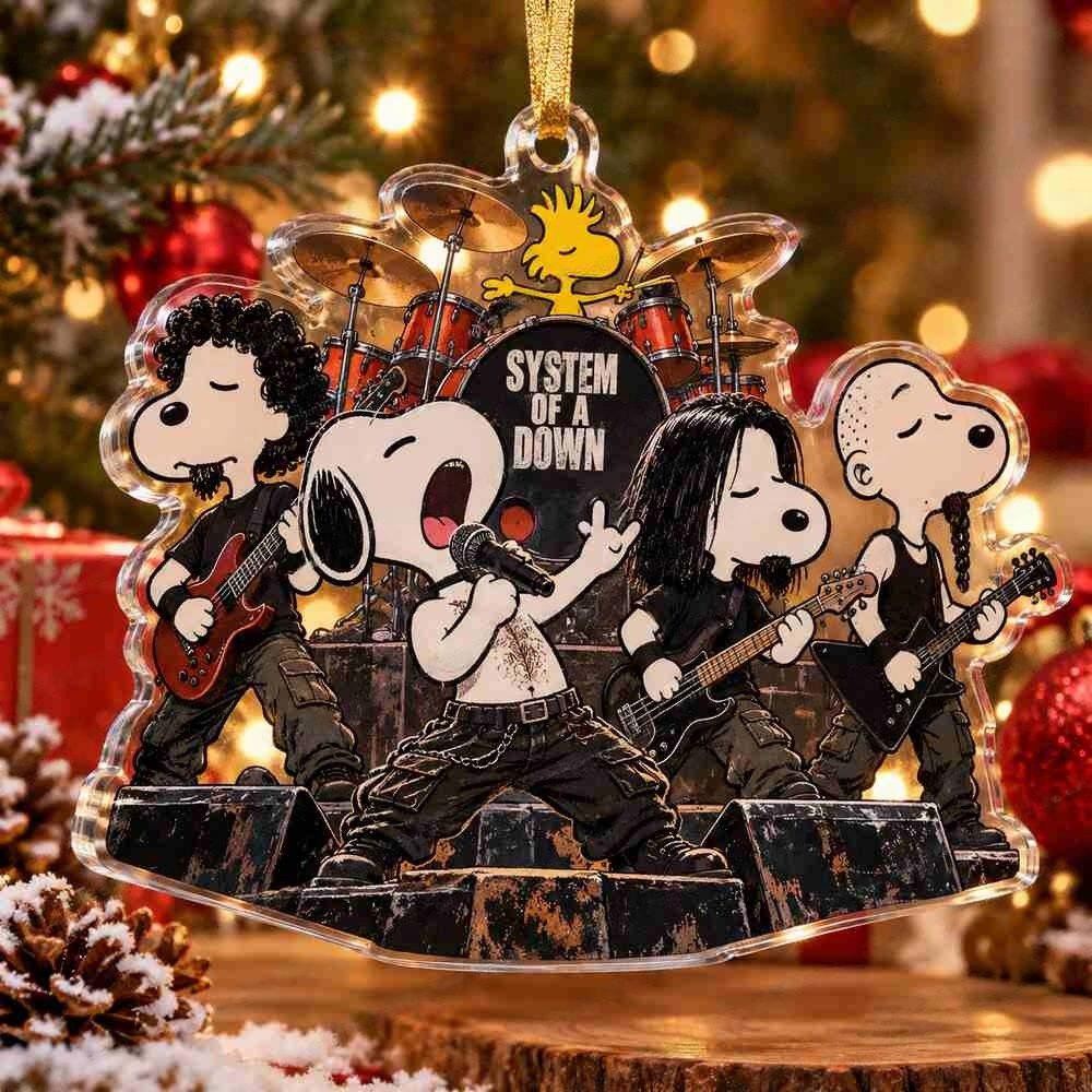 Snoopy System Of A Down Heavy Metal Band Christmas Acrylic Ornament Gift For Rock Music Fans