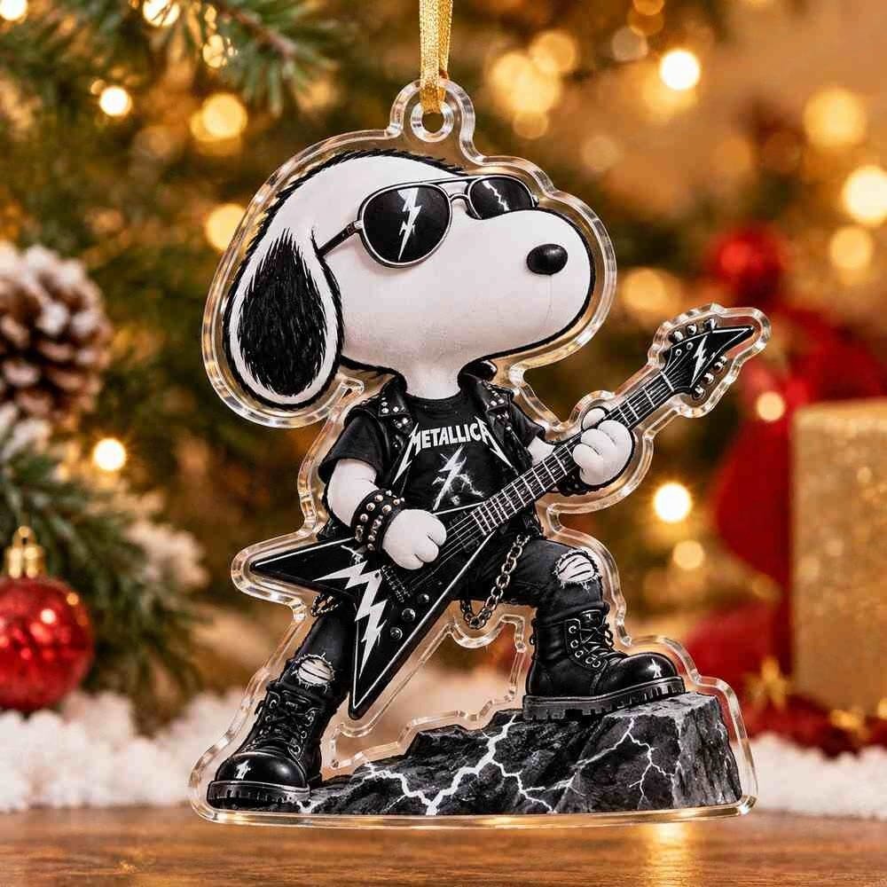 Snoopy Metallica Heavy Metal Band Christmas Acrylic Ornament Best Gift Ideas For Brother