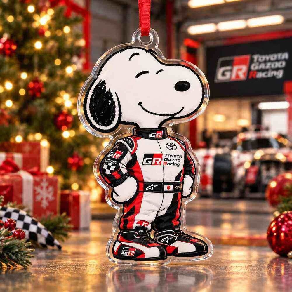 Snoopy Toyota Gazoo Racing Motorsport Suit Christmas 2026 Acrylic Ornament Gift For Racing Fans