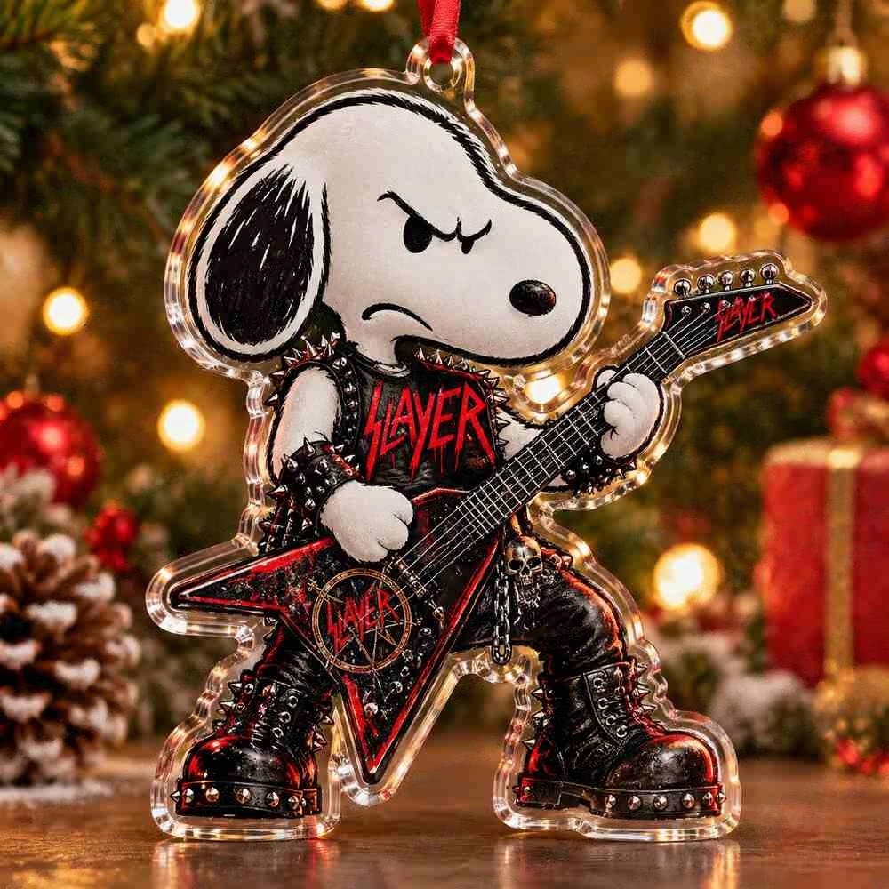 Snoopy Slayer Heavy Metal Band Christmas Acrylic Ornament Gift For Rock Music Fans