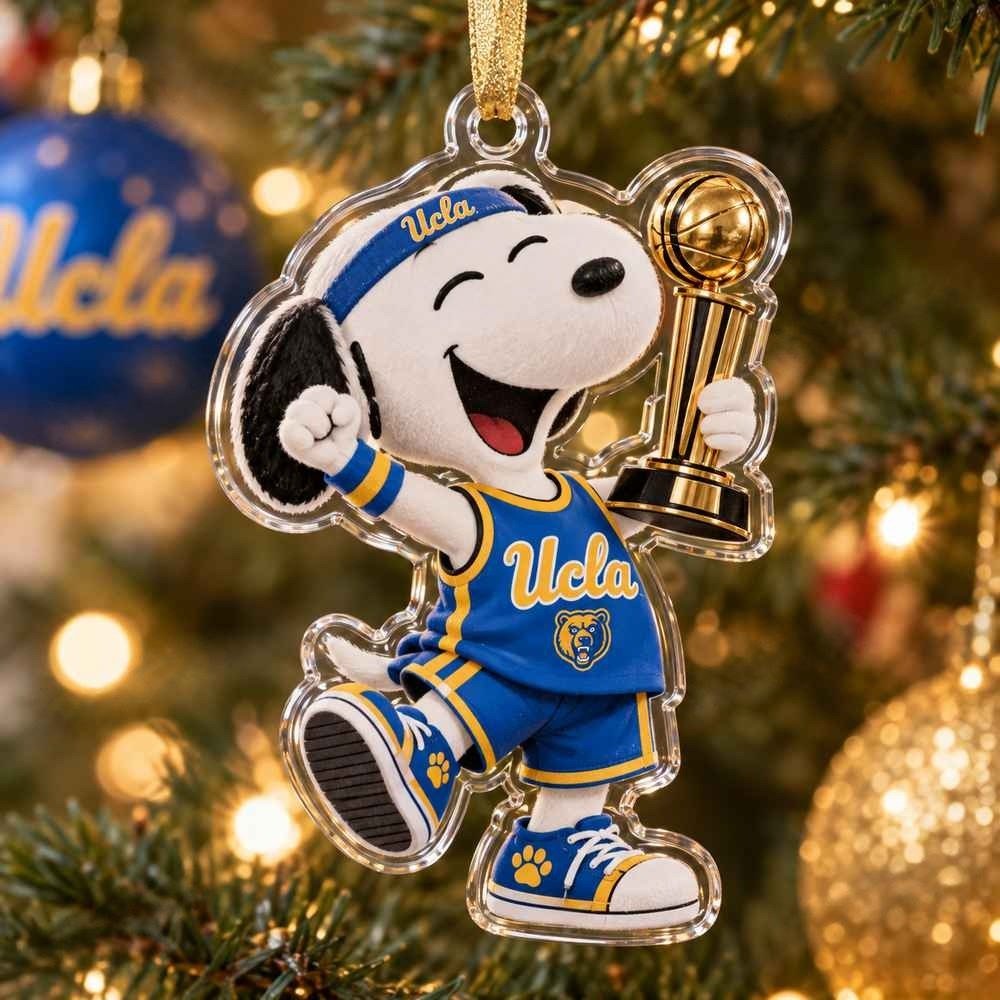 Snoopy UCLA Bruins Basketball Trophy Christmas Acrylic Ornament Gift For Basketball Lovers