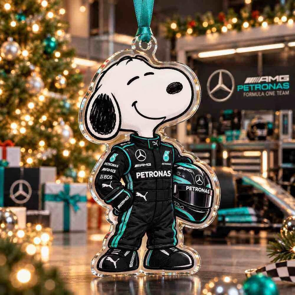 Snoopy Mercedes AMG Petronas Formula 1 Driver Xmas Acrylic Ornament Gifts Best Ideas