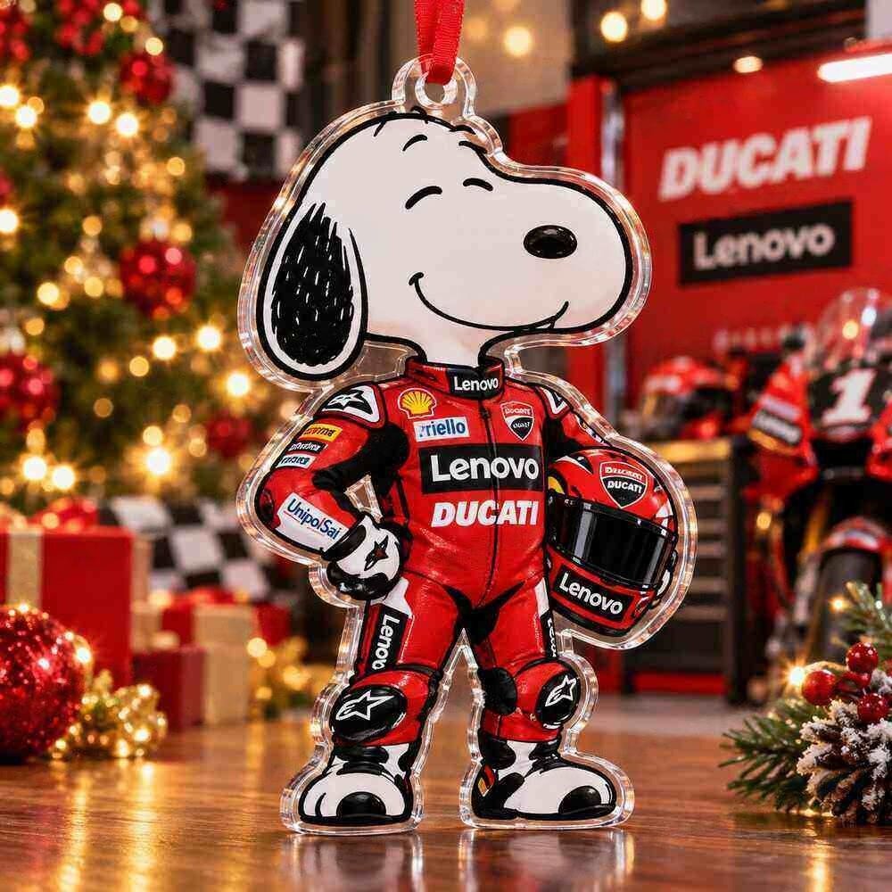 Snoopy Ducati Lenovo MotoGP Racing Suit Christmas Acrylic Ornament Racing Fan Tree Accent Gifts