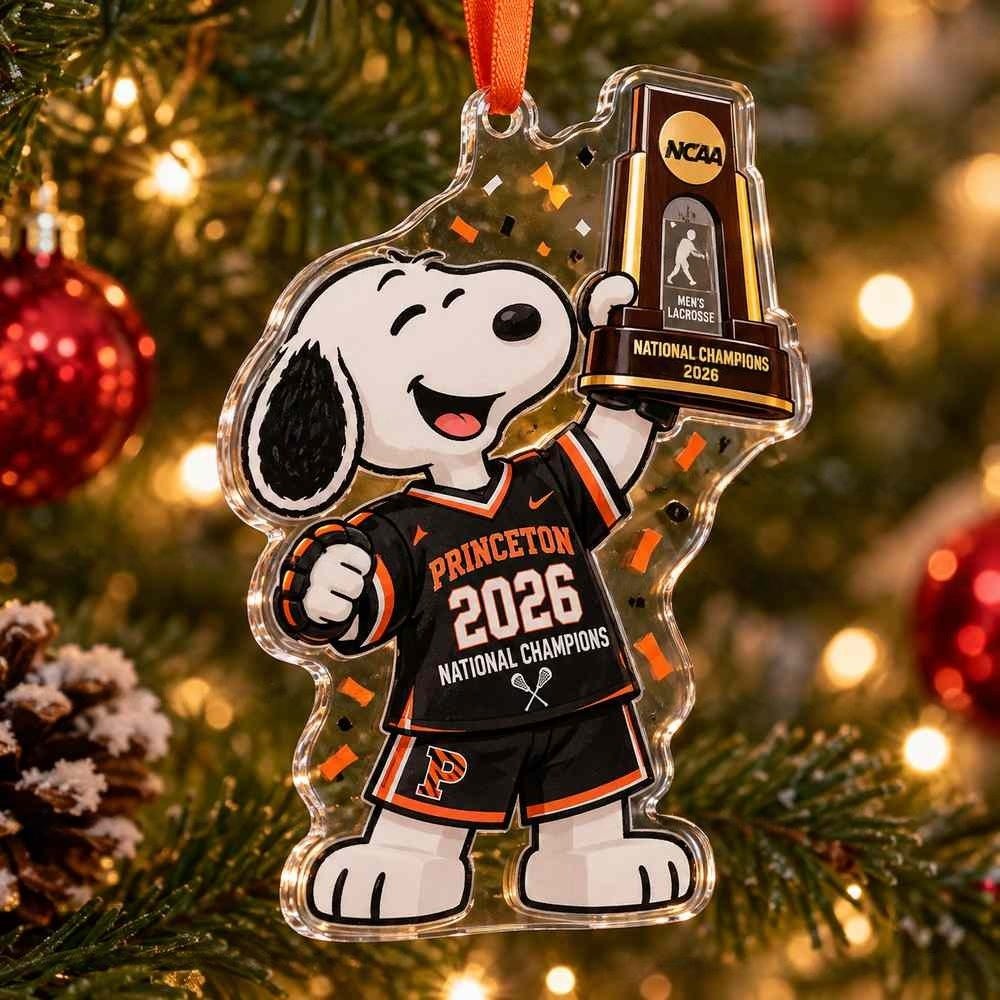 Snoopy Princeton Tigers Champions Trophy Christmas Acrylic Ornament College Lacrosse Celebration Gifts