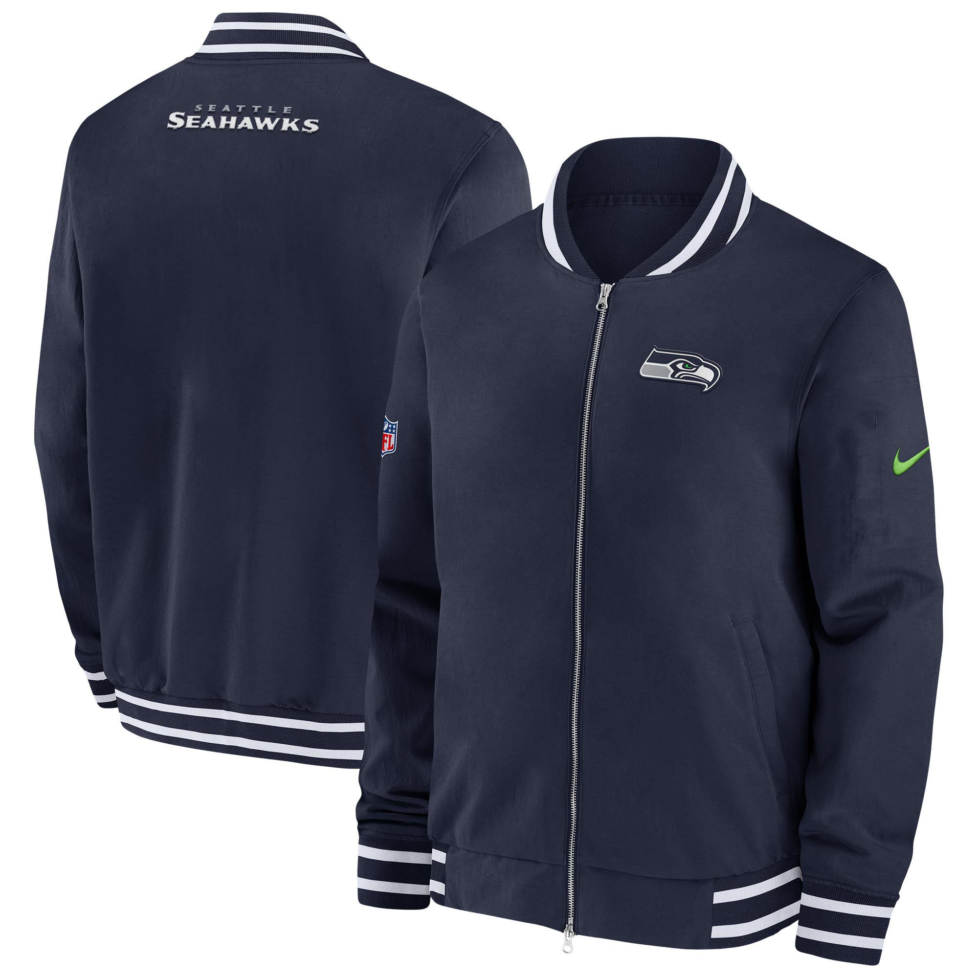 Seattle Seahawks Sideline Coach Bomber Jacket Seahawks Football Clothing Him Gifts