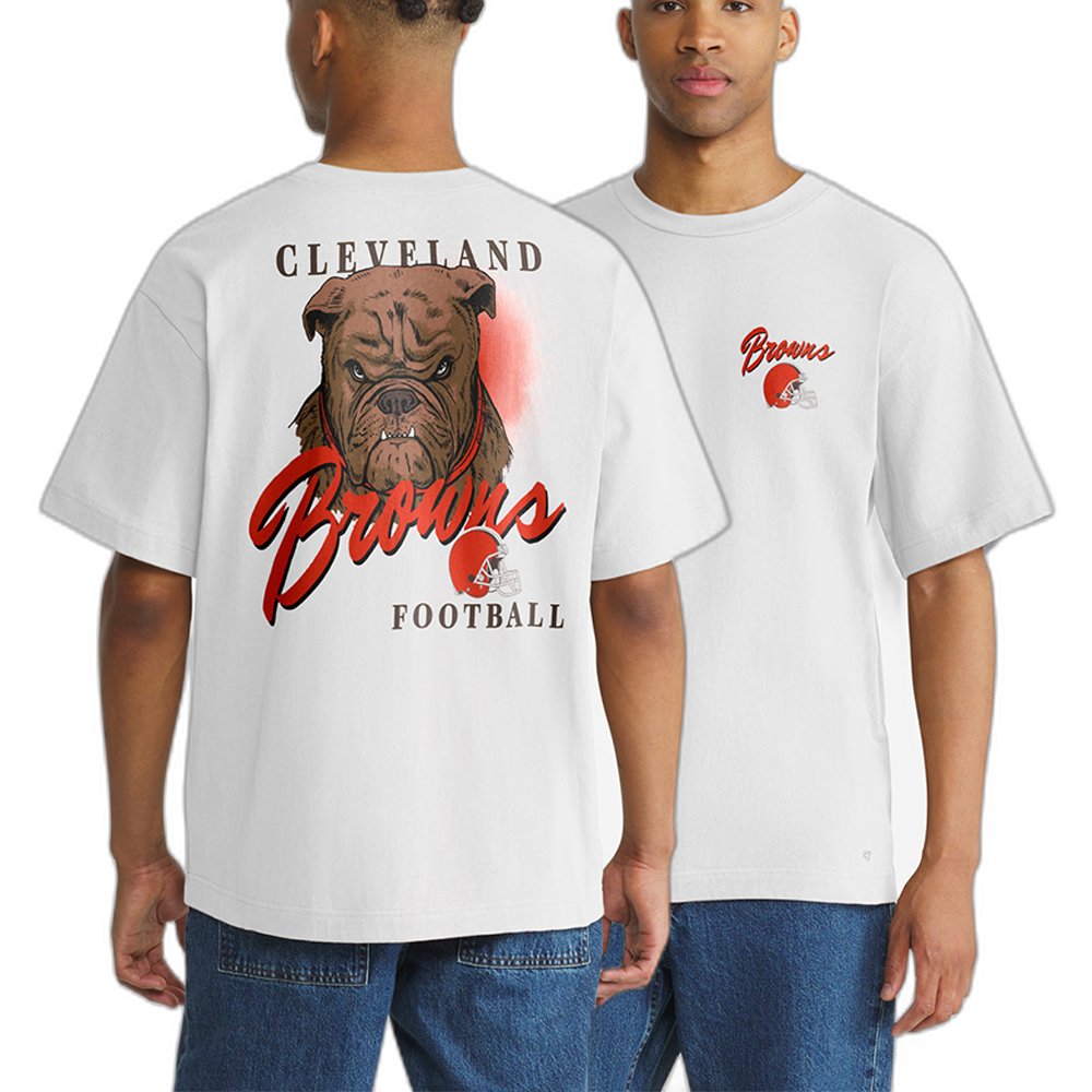 Cleveland Browns x 47 Brand Merch Backer Script Illustrated T-Shirt Browns Game Clothes