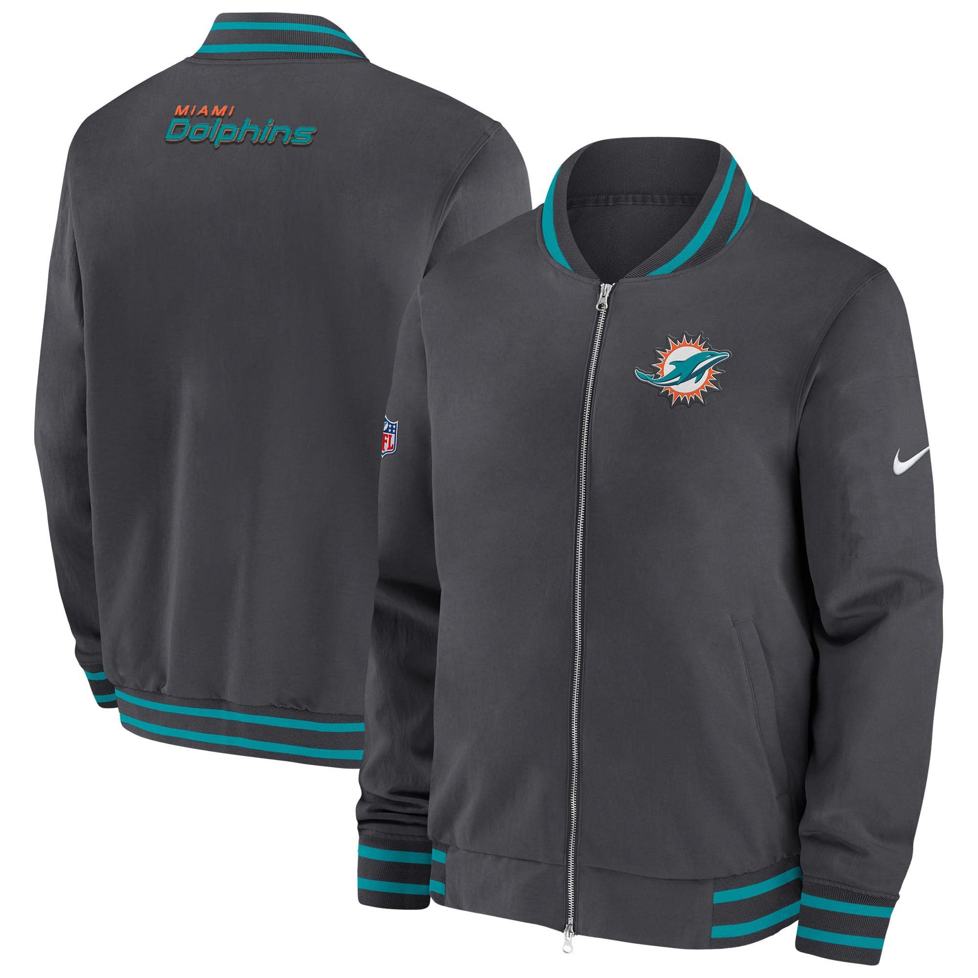 Miami Dolphins Sideline Coach Bomber Jacket Dolphins Game Wear Sport Fan Gifts