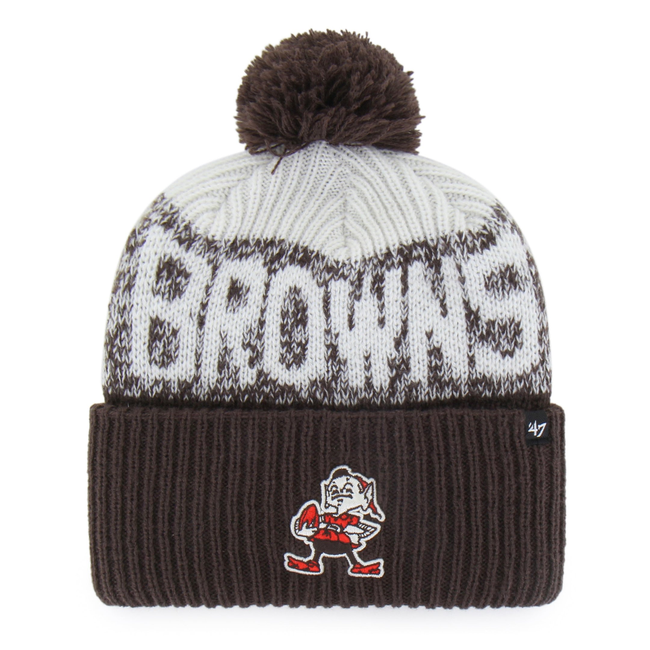 Cleveland Browns x 47 Brand Merch Historic Bone Chill Beanie Hat Browns Football Cap