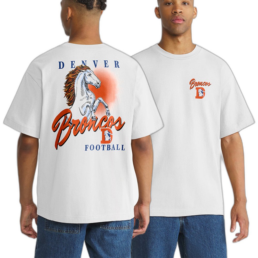 Denver Broncos x 47 Brand Merch Historic Backer Script Illustrated T-Shirt Denver Wear