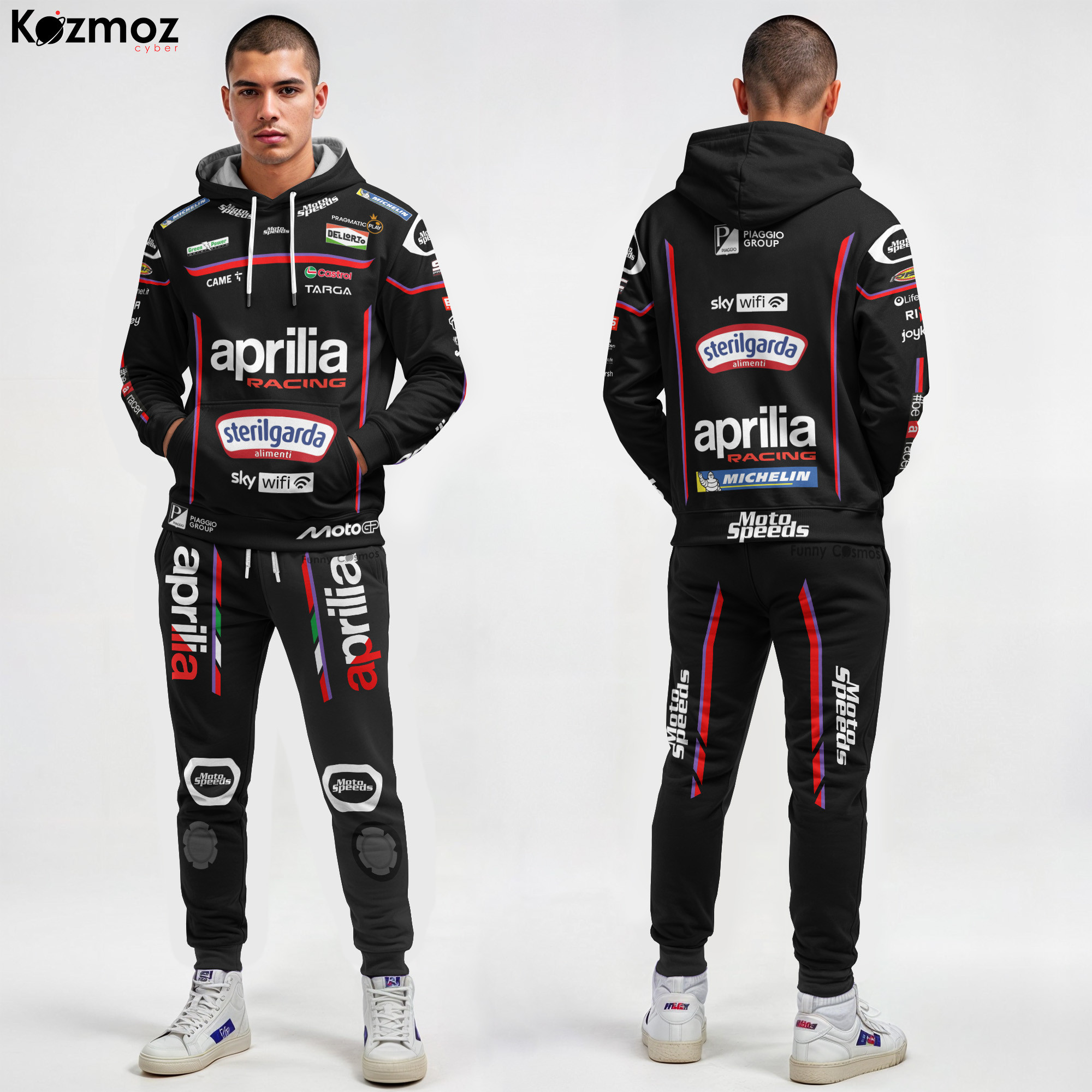 Jorge Martin Aprilia MotoGP black red and purple two-piece tribute racing tracksuit set