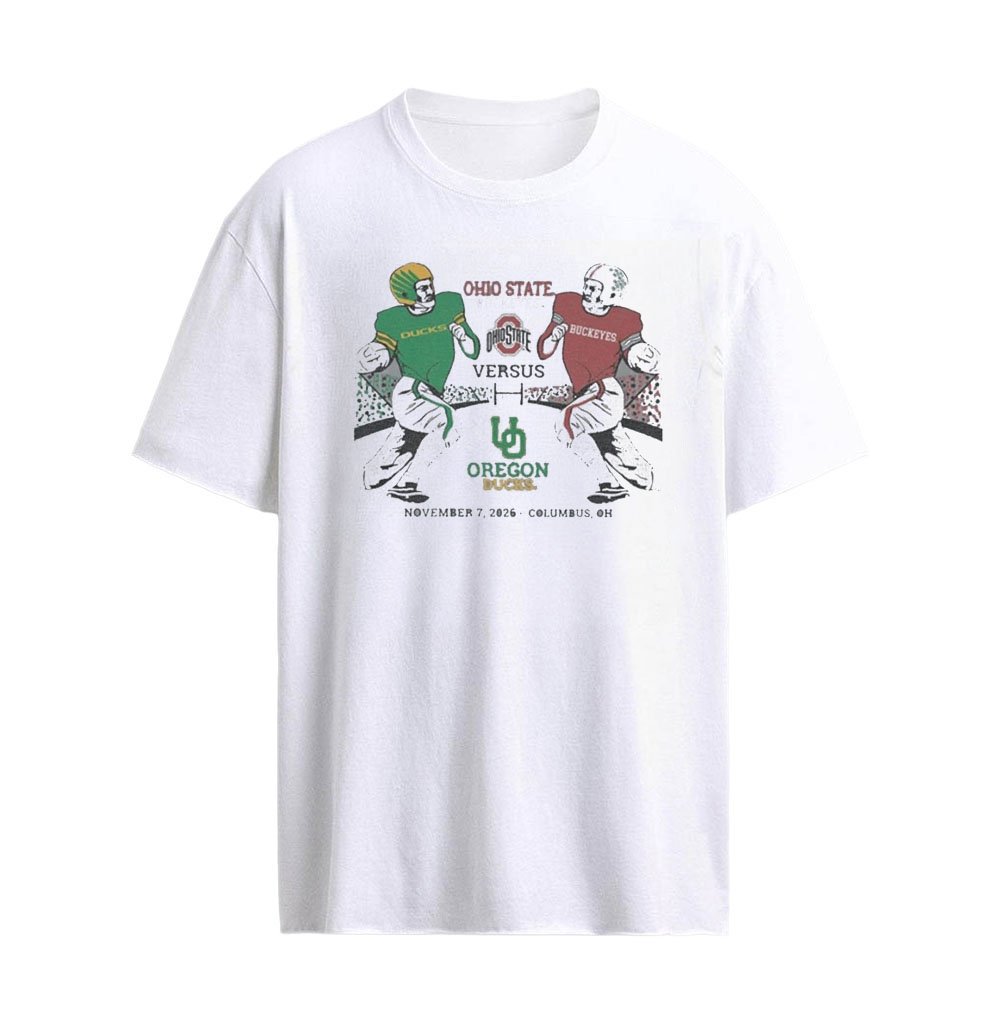 Ohio State Buckeyes vs Oregon Ducks November 7, 2026 – Columbus, Oh Matchup T-Shirt (2)