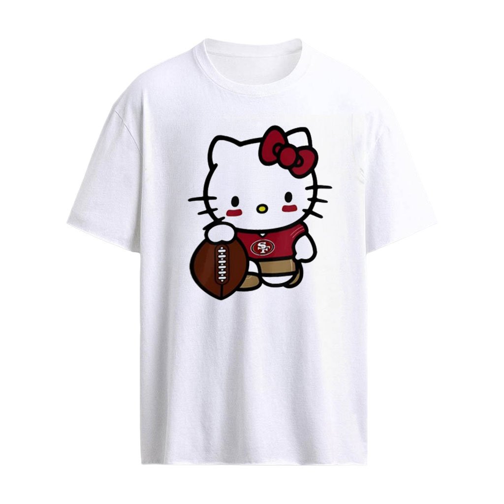 Hello Kitty San Francisco 49ers NFL wearing football shirt
