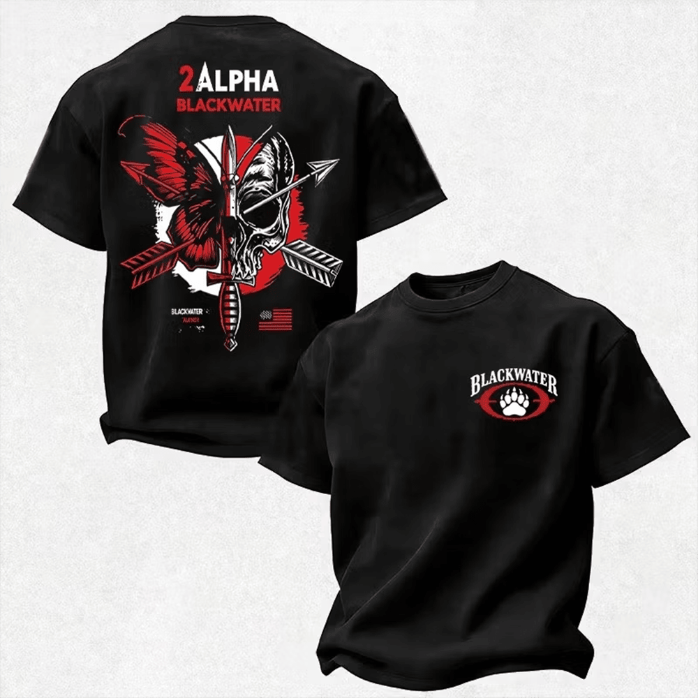 2 Alpha Blackwater Merch Butterfly Skull Arrow T-Shirt Gift For Tactical Enthusiasts