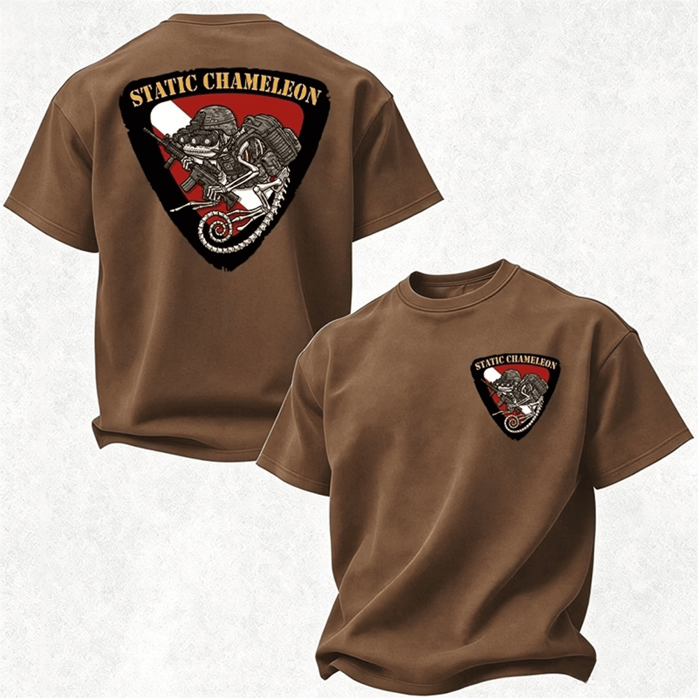 Static Chameleon Merch Tactical Lizard Skeleton T-Shirt Gift For HIm