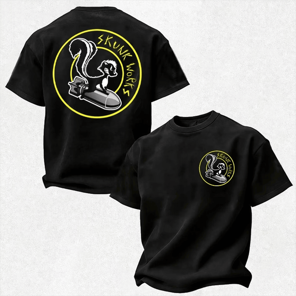 Skunk Works Merch Skunk On Bullet Circle Logo T-Shirt Gift For Brothers