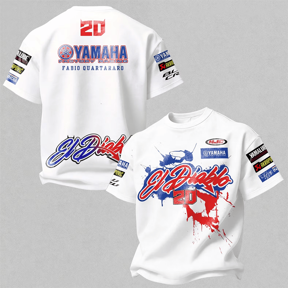 Yamaha Factory Racing Merch 20 Fabio Quartararo El Diablo T-Shirt Motoring Fanatics Gift Ideas