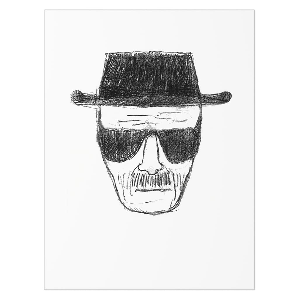 Heisenberg Sketch Uncoated Poster Breaking Bad Merch Decor Gift For Crime Drama Fans