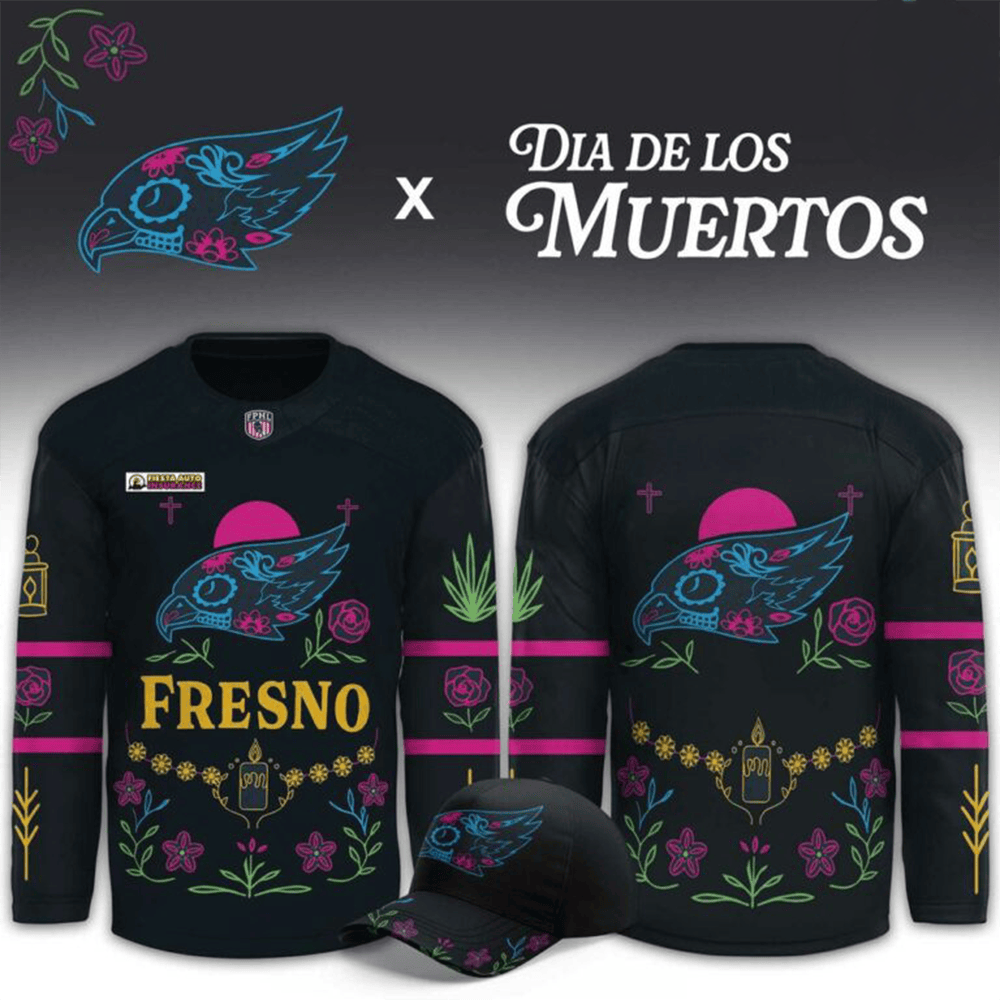 Fresno Falcons Merch x Dia De Los Muertos 2026 Hockey Jersey Gift For Hockey Fans