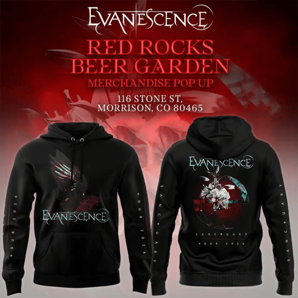 Evanescence Merch Sanctuary Tour 2026 Black Hoodie Gift For Rock Music Concert Lovers