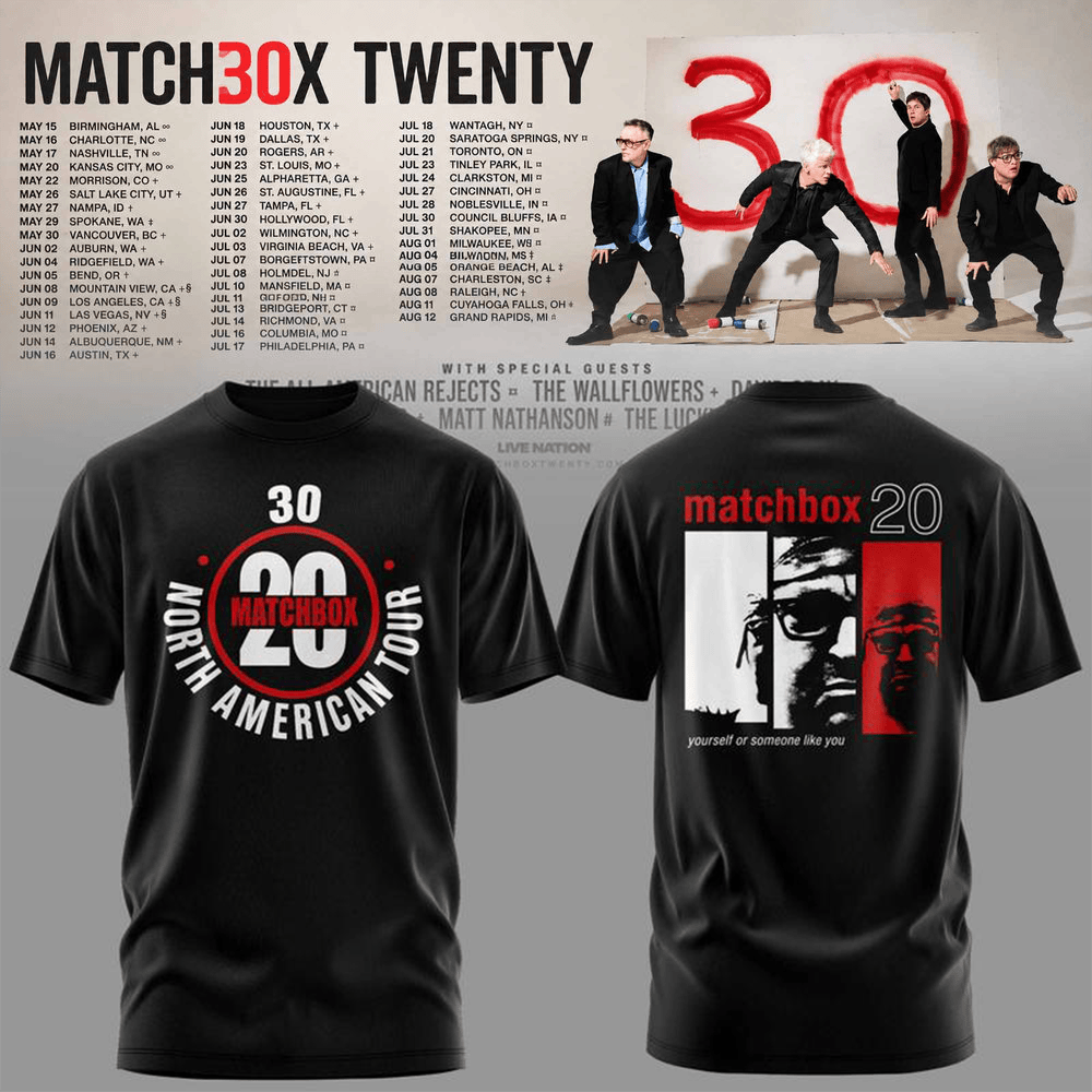 Matchbox Twenty Merch 30 North American Tour 2027 T-Shirt Gift For Die Hard Fans