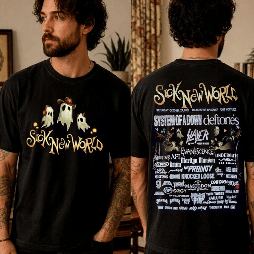 Sick New World Merch Fort Worth Texas 2026 Ghostly Trio Lineup At Texas Motor Speedway T-Shirt