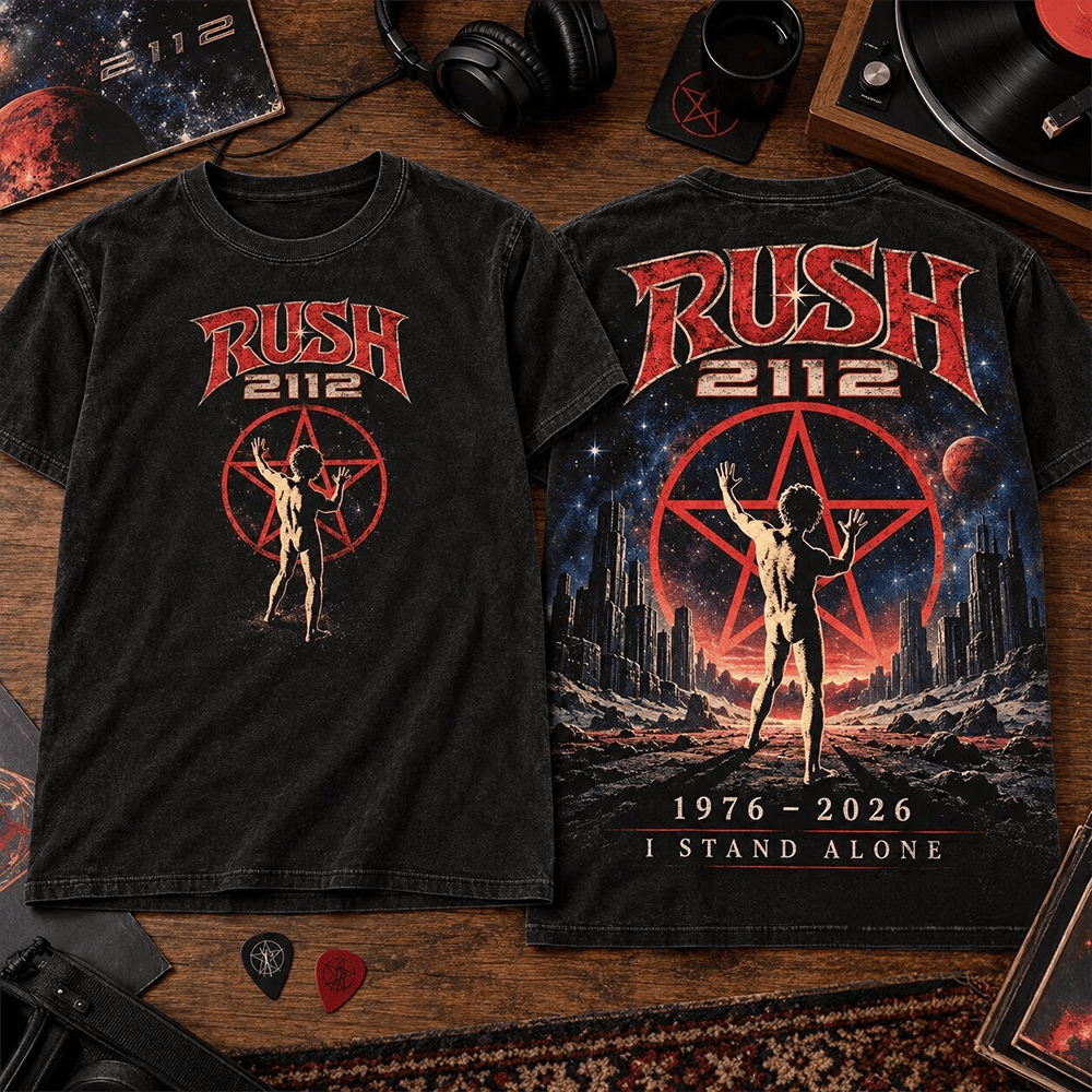 Rush Merch 2112 Starman Defiance 50th Anniversary Concert Tour T-Shirt Gift For Classic Rock Fans