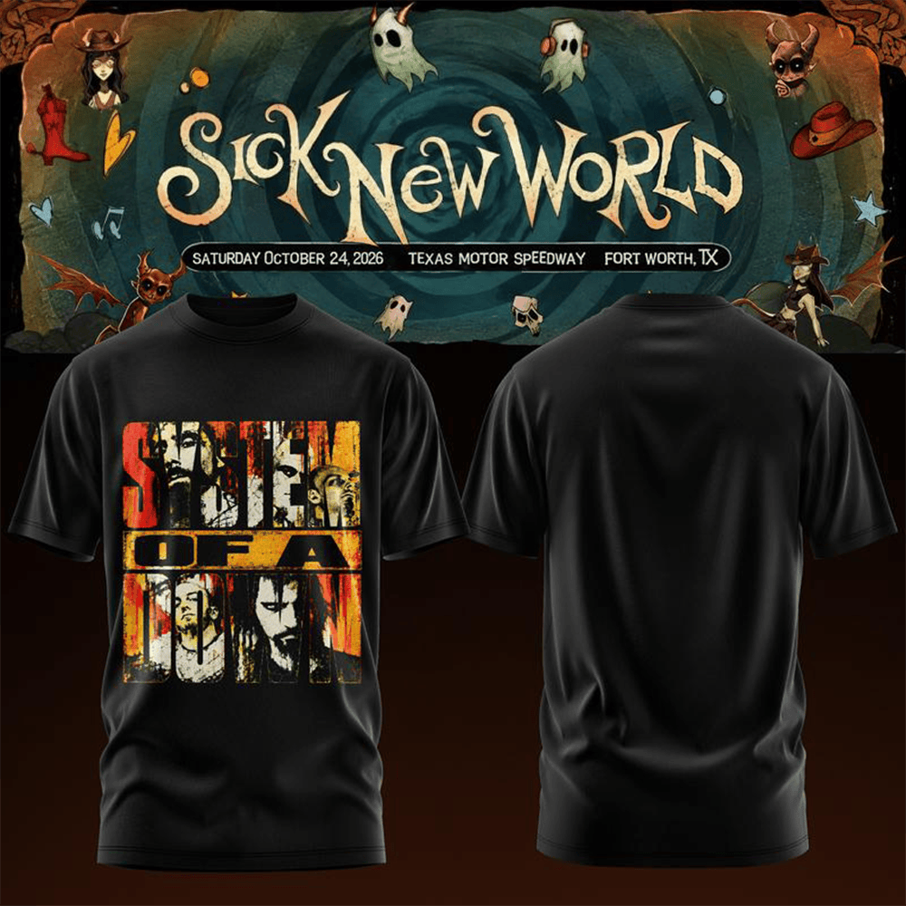 System Of A Down Merch Sick New World Texas 2026 T-Shirt Gift For Festival Goers