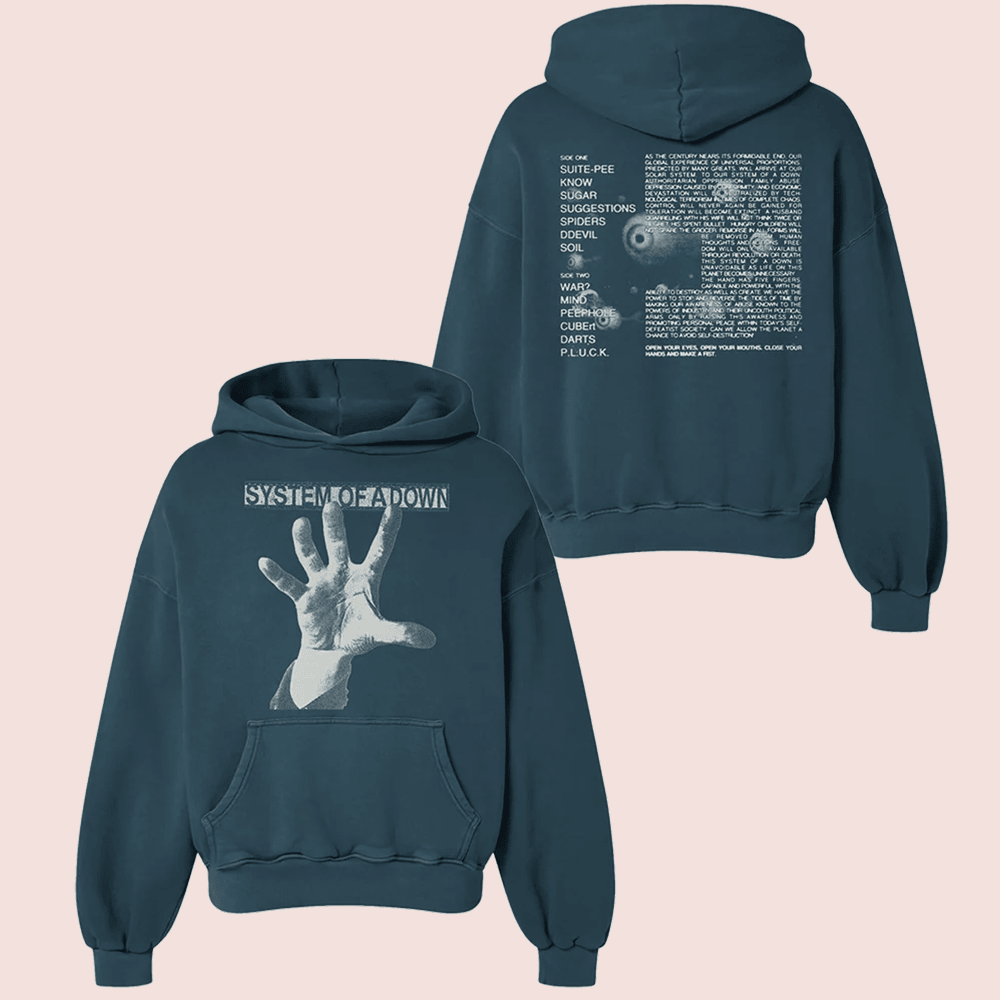 System Of A Down Merch System Of A Down Self Titled Blue Hoodie Gift For Alternative Rock Fans