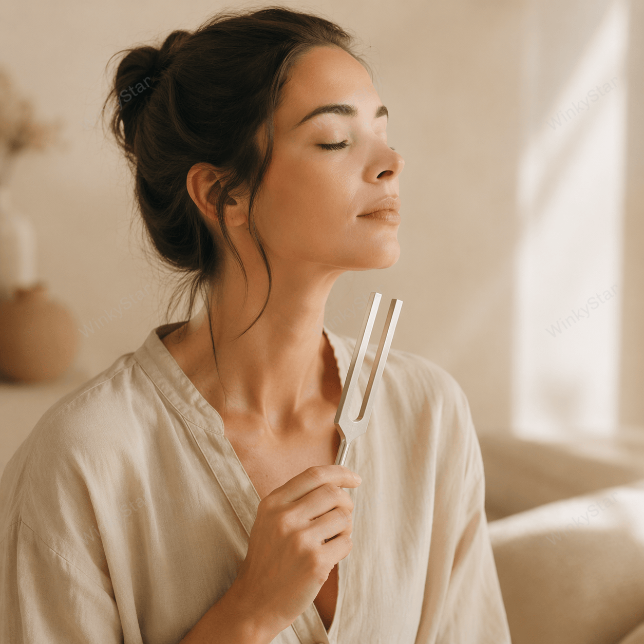 Person sitting calmly during a relaxation practice