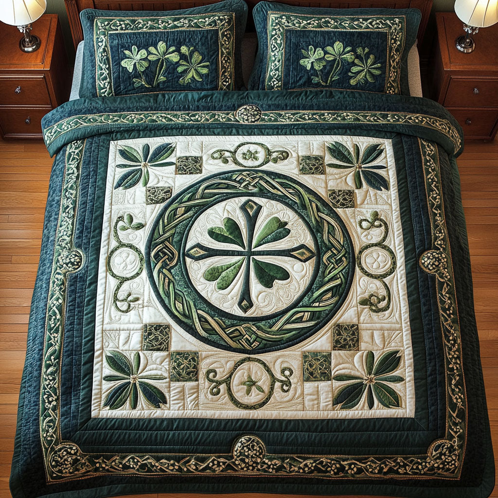 Irish Heritage Quilted Bedding Set Celtic Knot Bedspread Set Irish Gift