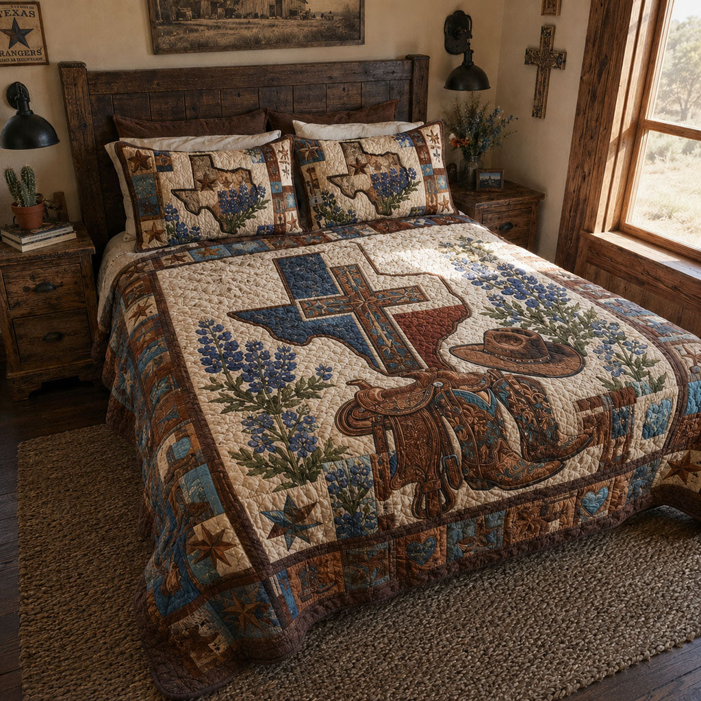 The Heart Of A Texas Quilted Bedding Set Couple Love Bedspread Set Anniversary Gift