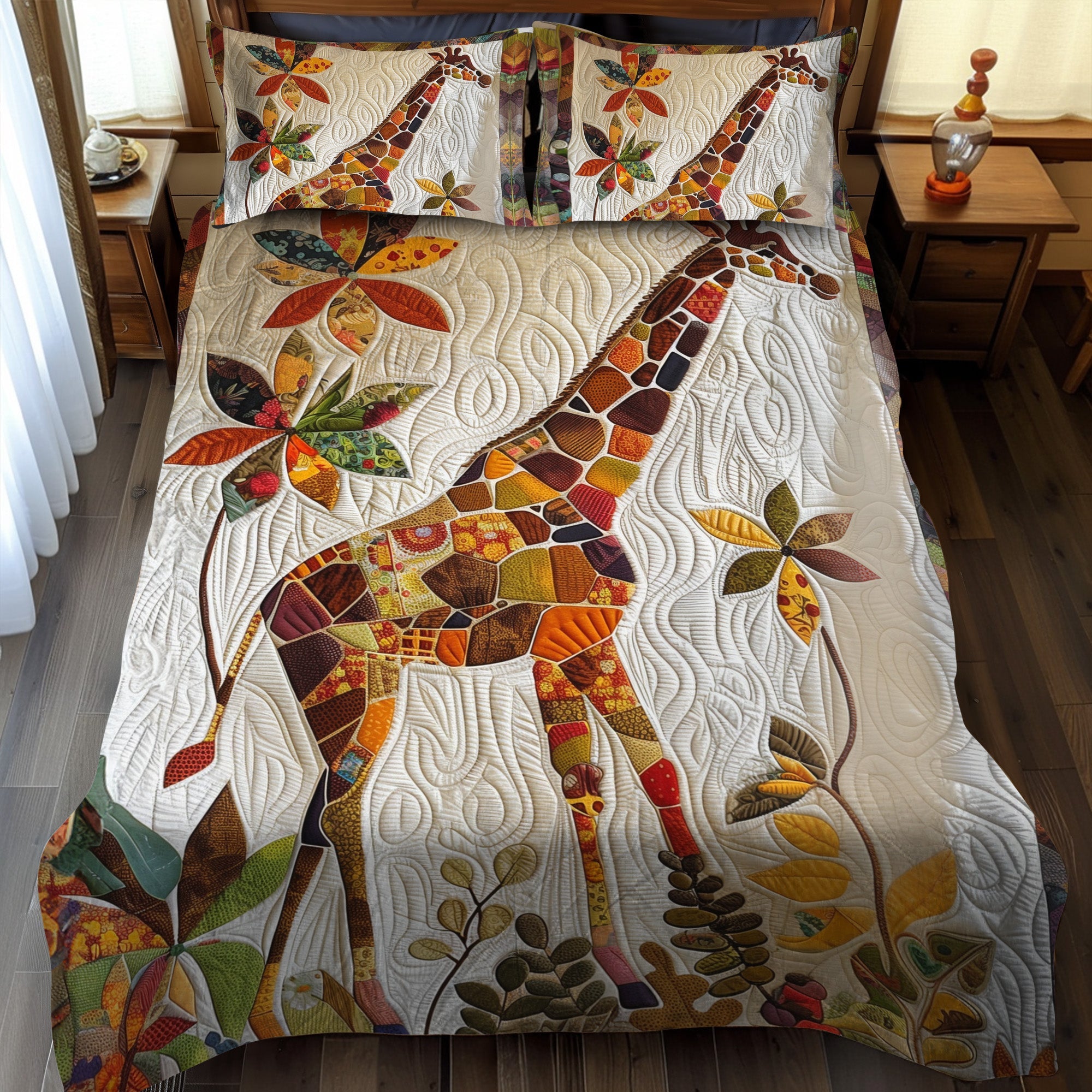 African Adventure Quilted Bedding Set African Pattern Bedspread Set Gift For Her