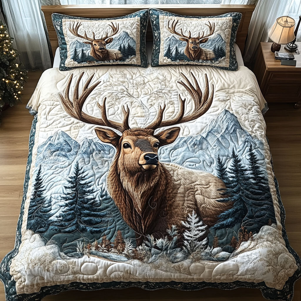 Woodland Majesty Quilted Bedding Set Woodland Nature Bedspread Set Outdoor Lover Gift