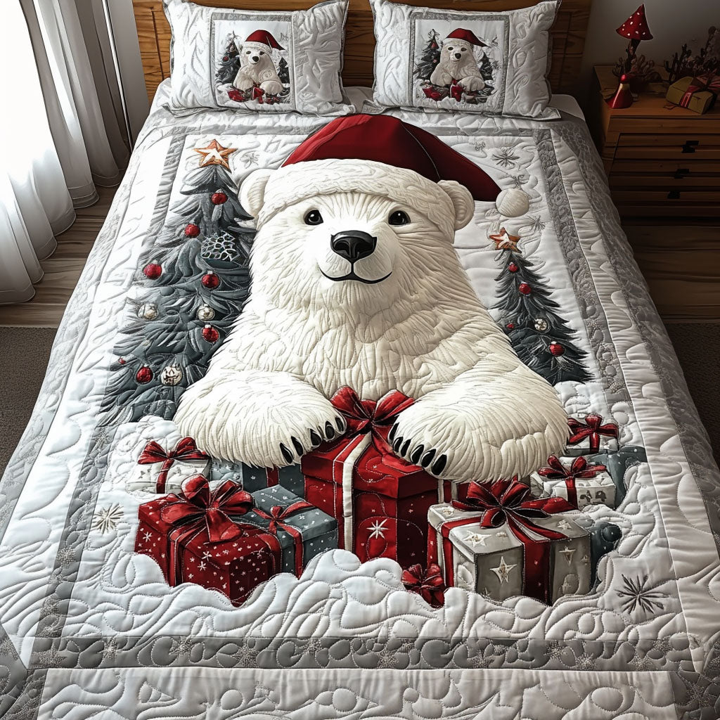 Arctic Cheer Quilted Bedding Set Snowflake Winter Bedspread Set Holiday Gift