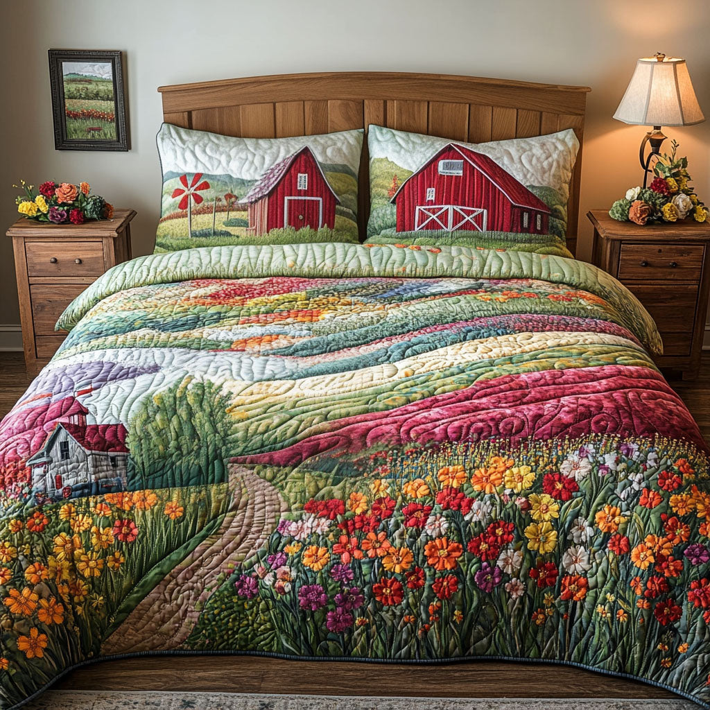 Barnyard Bliss Quilted Bedding Set Country Farmhouse Bedspread Set Country Home Gift