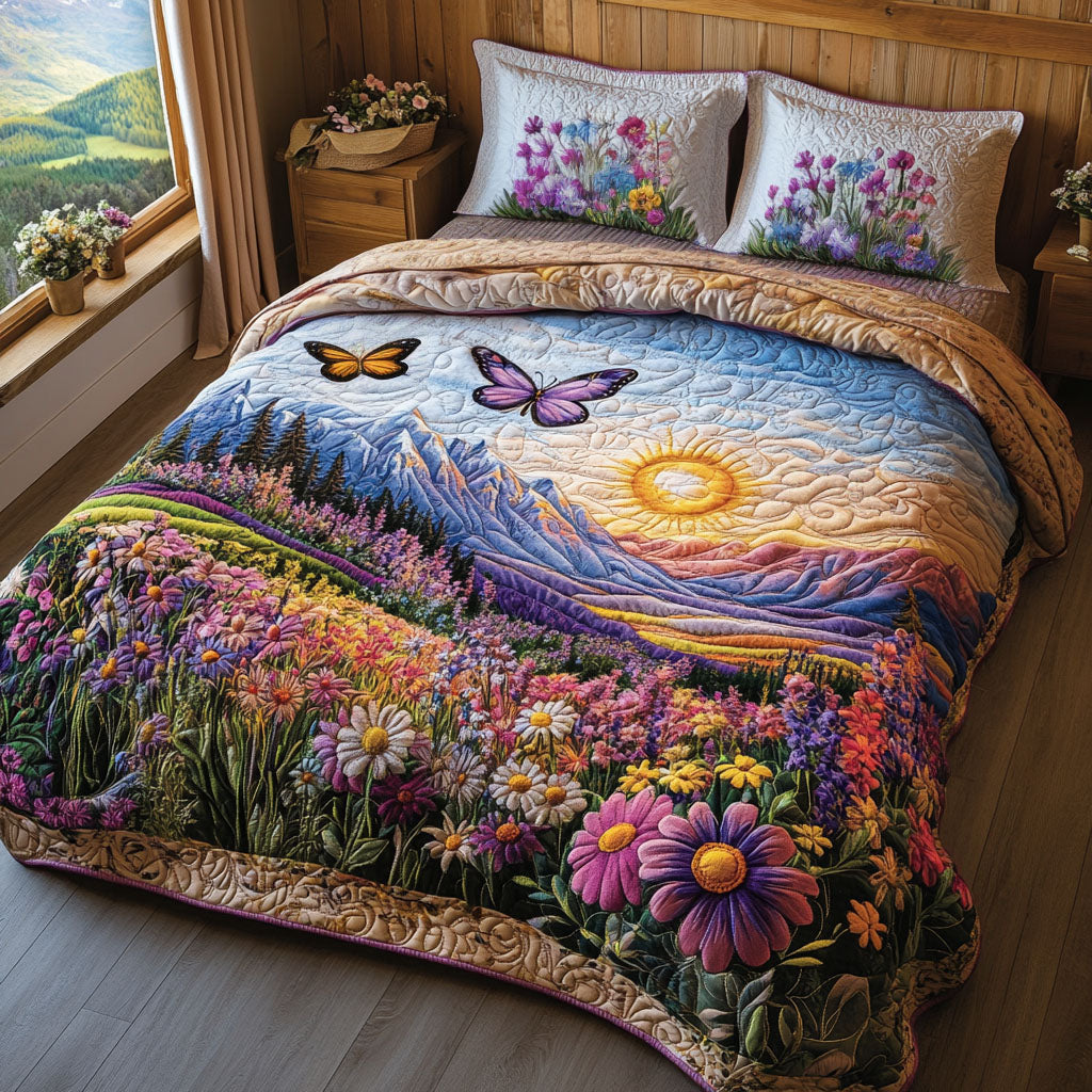 Butterfly Serenade Quilted Bedding Set Butterfly Garden Bedspread Set Gift For Mom