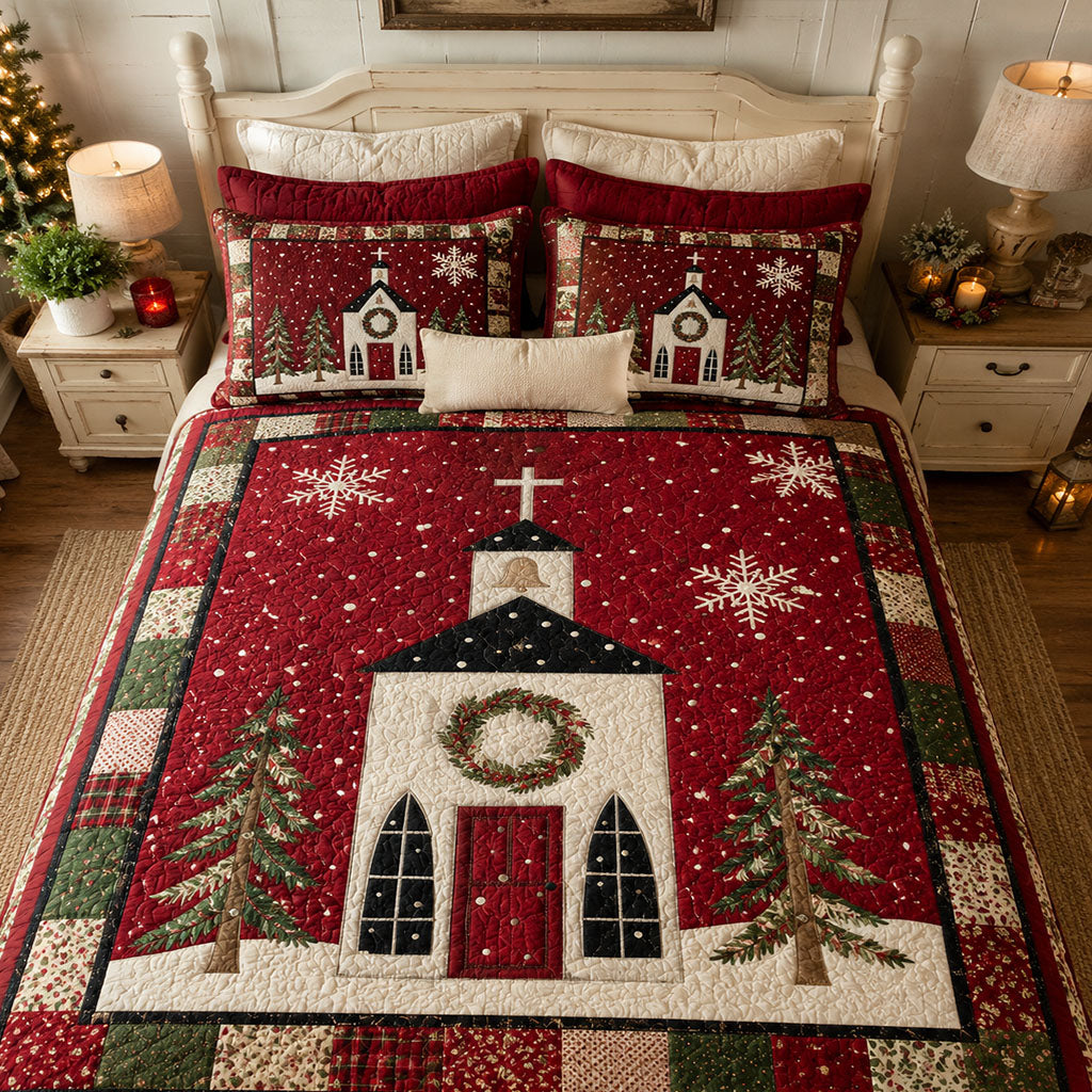 Silent Night Promise Quilted Bedding Set Religious Nativity Bedspread Set Christian Gift