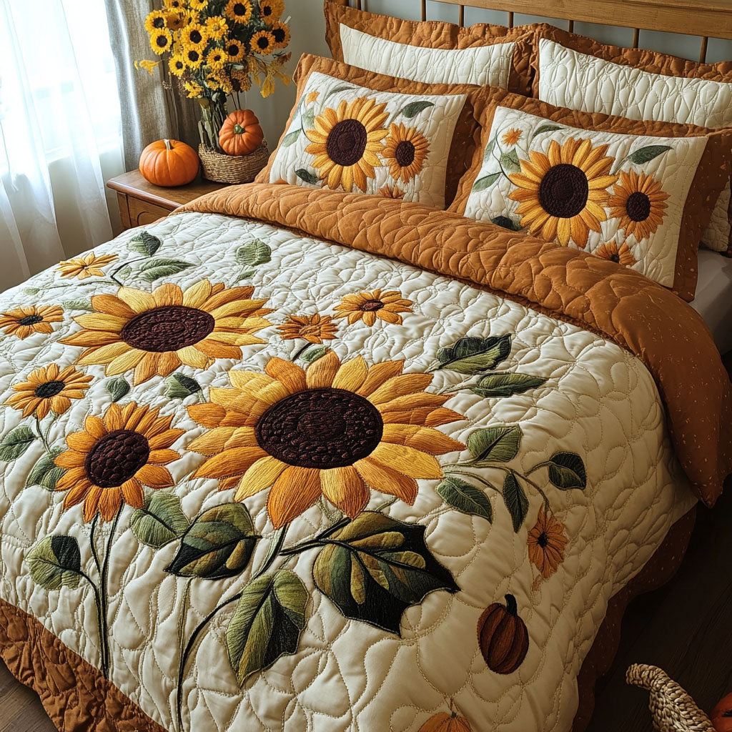 Nature Glow Quilted Bedding Set Rustic Forest Bedspread Set Outdoor Lover Gift