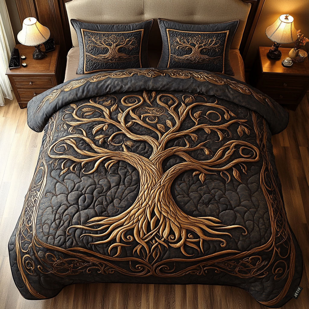 Golden Harmony Quilted Bedding Set Farmhouse Bedroom Bedspread Set Gift