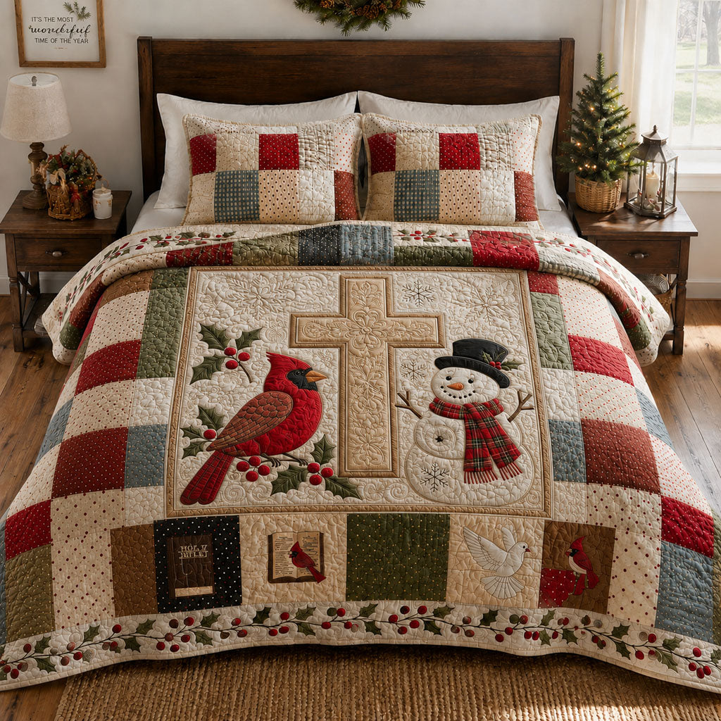 Christmas Everlasting Faith Quilted Bedding Set Christian Jesus Bedspread Set Religious Gift