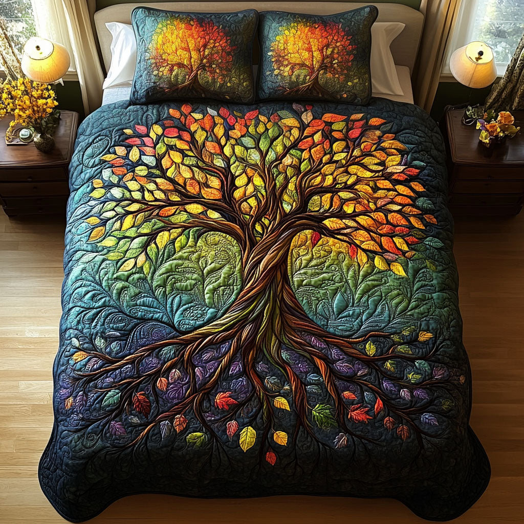 Radiant Arbor Quilted Bedding Set Mystic Tree Bedspread Set Housewarming Gift