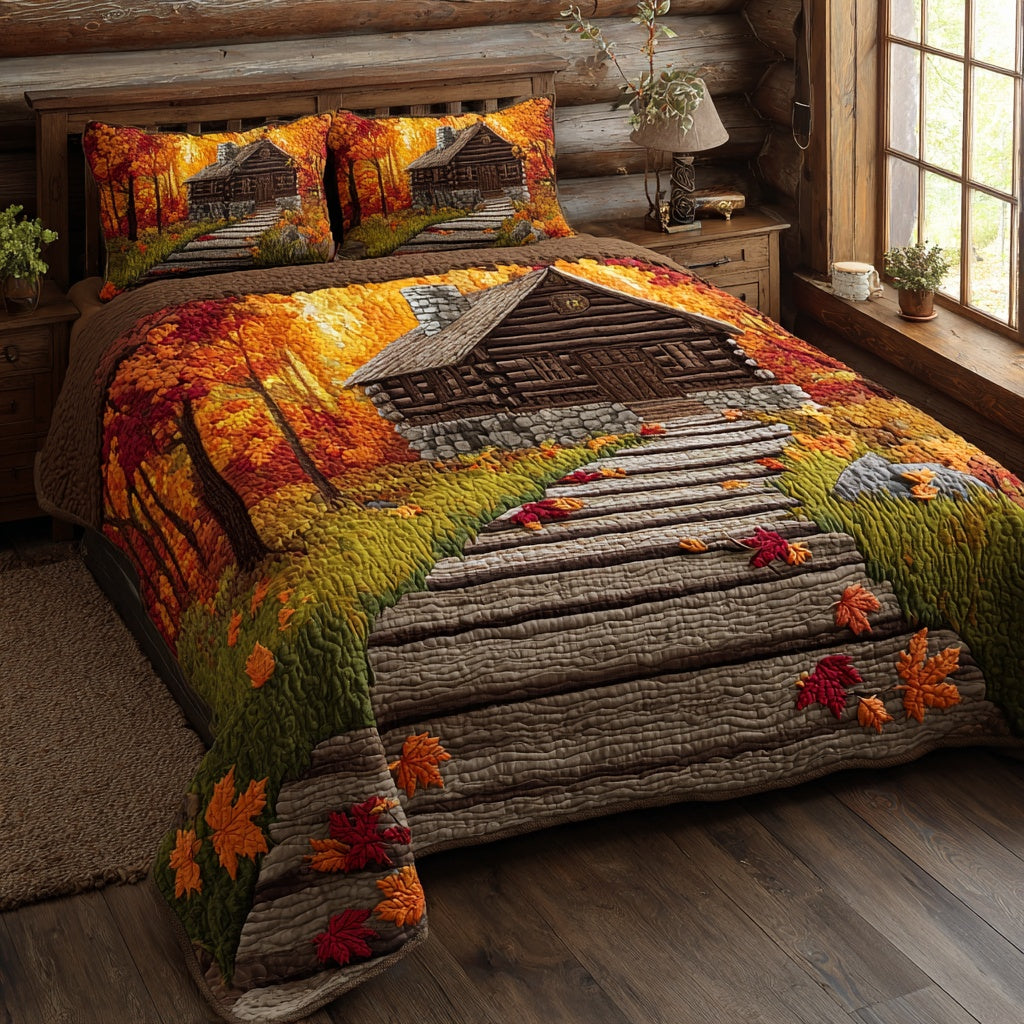 Forest Path Quilted Bedding Set Woodland Nature Bedspread Set Outdoor Lover Gift