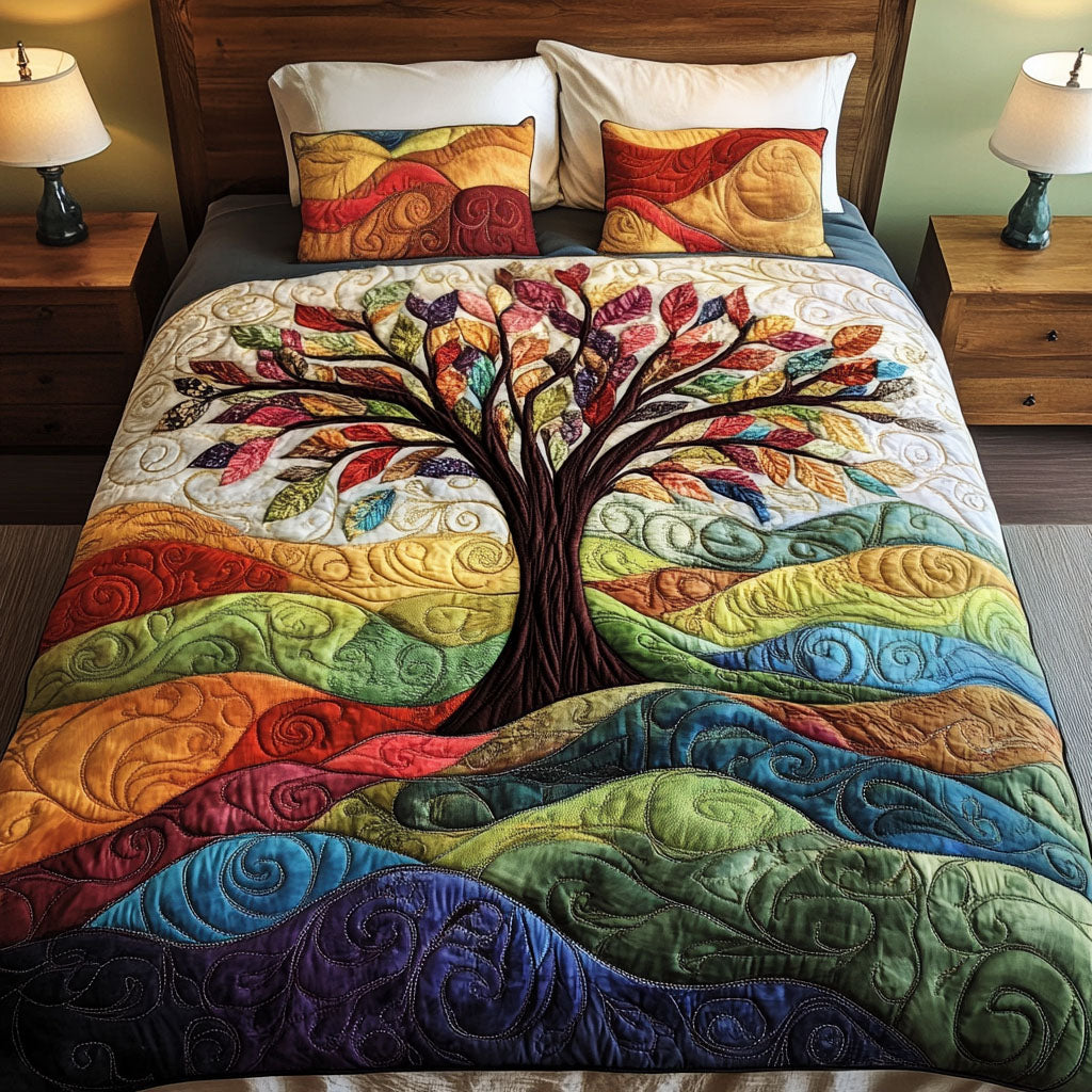 Branching Hope Quilted Bedding Set Tree Of Life Bedspread Set Gift For Mom